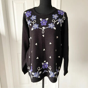 Vintage Alia Floral Embroidery Grandmacore  Sweater
